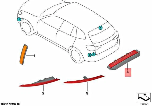 Genuine BMW X4 M G02 X4 20dX 20iX 25dX 30dX 30iX Third stoplamp  