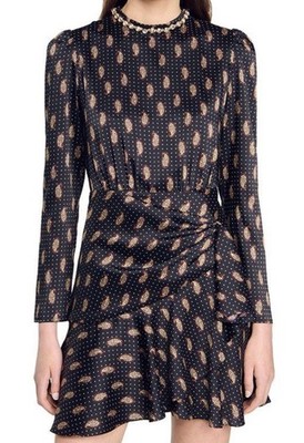 Sandro Griselda Crystal-Embellished Satin Dress NWT $445