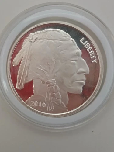 1 Troy Oz Silver Buffalo Indian Head Round 2016