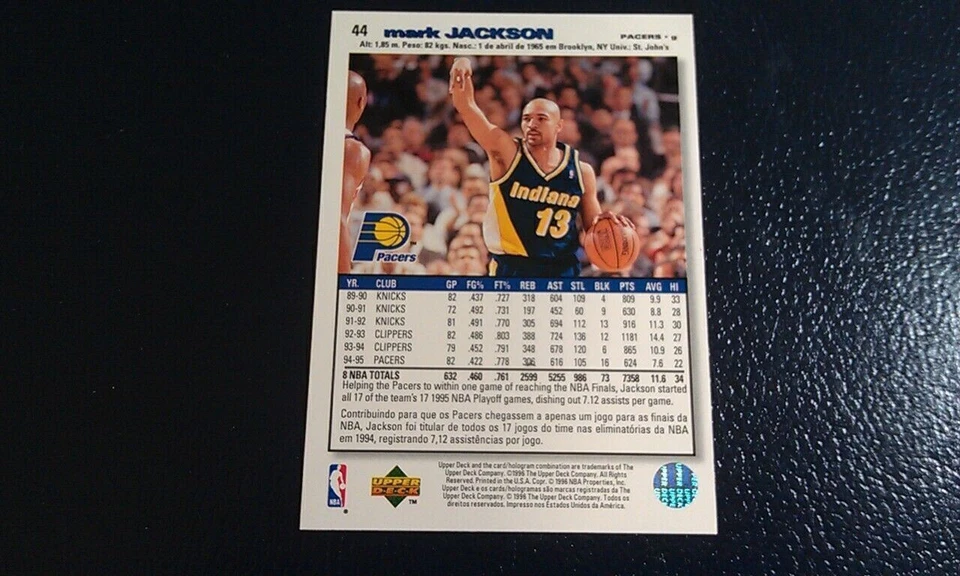 Mark Jackson Indiana Pacers 1995 Collector's Choice UD PORTUGESE RARE ODDBALL - Image 2 of 2