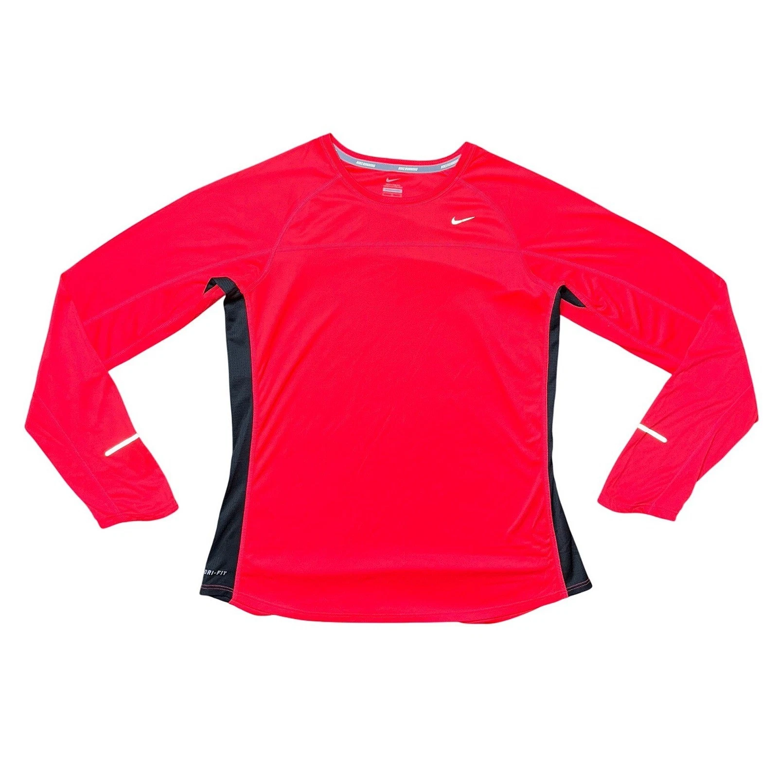 Nike Running Dri-FIT Womens Long Sleeve Shirt Red Grey 405255-627 Size L