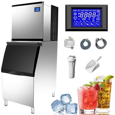 350LB 24H Commercial Ice Maker Split Freestand Ice Cube Machine 308LB Storage