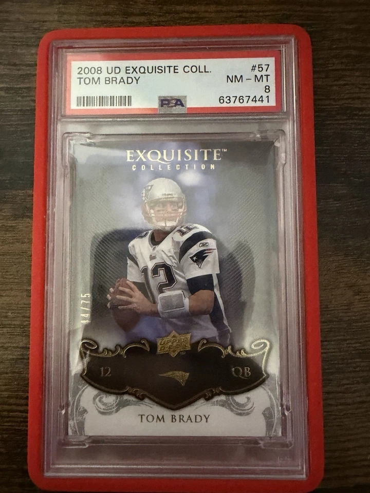 2008 UD EXQUISITE COLLECTION #57 TOM BRADY PATRIOTS #44/75 PSA 8 NM-MT - Image 3 of 4