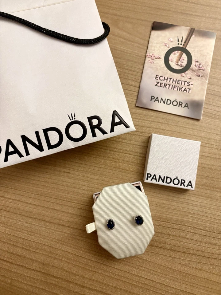 Pandora Statement, Strahlenkranz Ohrringe In Blau ￼ - Bild 3 von 3