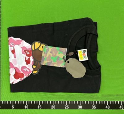 A Bathing Ape BAPE Men s Black Graphic Print Crew Neck T-Shirt Regular M