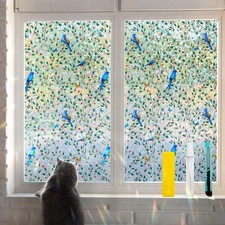 Reusable Window Privacy Film Colorful Birds on the Vine 35.4x78.7