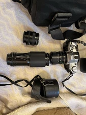 Canon AE-1 Manual SLR Film Camera with 28mm f3.5 Lens Kit Black Body