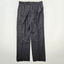 Jos A Bank 34x30 Gray Windowpane Wool High Waist Full Cut Suit Dress Pants