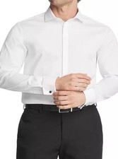  89 Calvin Klein Men White Slim-Fit Steel Plus Button-Up Dress Shirt 15 32/33 M