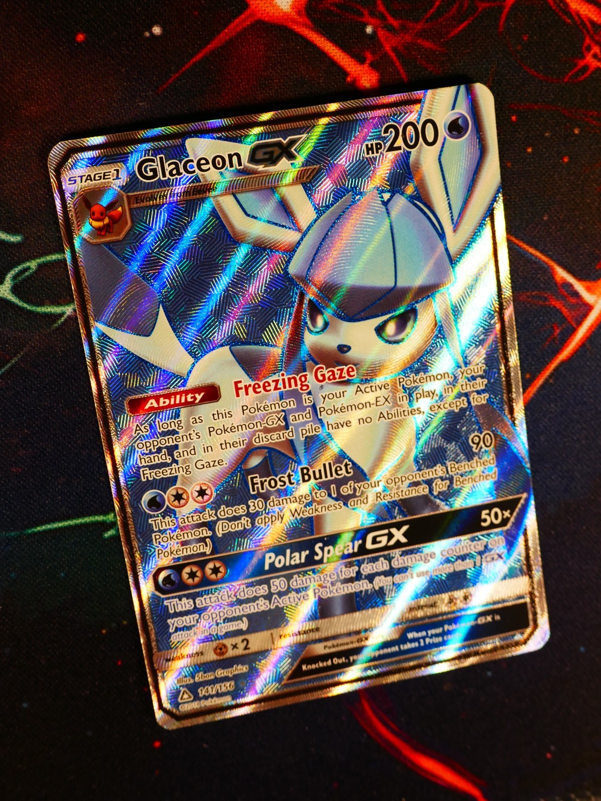 LP Pokemon (Full Art) GLACEON GX Card ULTRA PRISM Set 141/156 Sun Moon Rare Holo