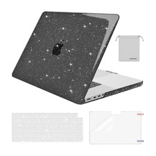 MOSISO MacBook Pro 16 Case Glitter Hard Shell Keyboard Screen Pouch Black Set