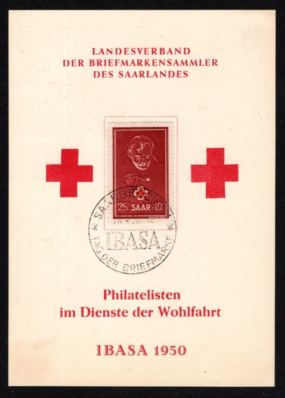 "IBASA" Int'l Stamp Exhibition Saarbrucken 1950 - PP w/Mi 292 tied by FD Cancel