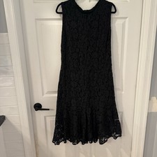 Black Lace Sleeveless Dress Made in Italy Women's Size Large Semi Formal
