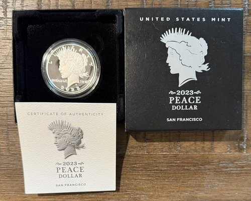 2023-S PEACE Silver Dollar $1 US Mint Proof Coin .999 Box & COA NEW 23XL
