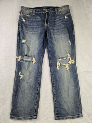 Rock & Republic Indee Blue Jeans Womens Size 16 Distressed Rock Grunge Bootcut