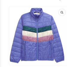 NEW LL BEAN KIDS PACKAWAY PRIMALOFT PURPLE COLORBLOCK JACKET L 14-16