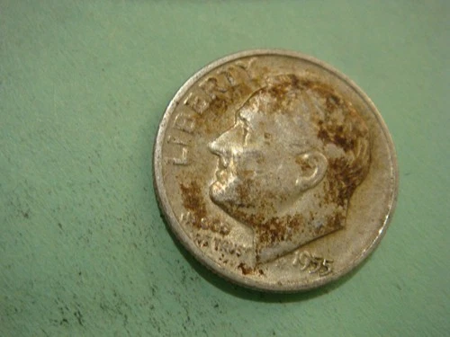 1955 S Roosevelt Dime Silver album filler - actual coin in photo