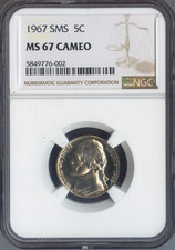 1967 Jefferson Nickel NGC MS67 Cameo SMS Quality