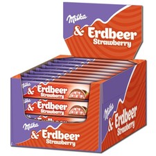 (19,75 /1kg) Milka Erdbeer Riegel 36 Stück
