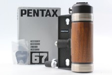 Late Unused w/ Synchro Cord Pentax 67II Hot Shoe Wood Hand Grip 6x7 From JAPAN