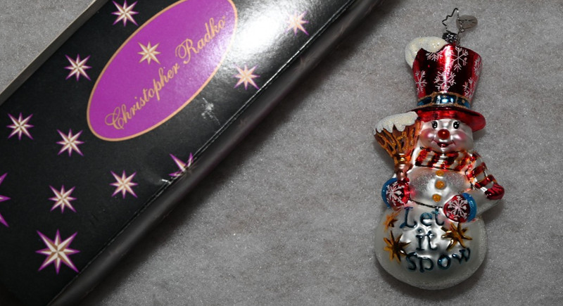 Christopher Radko Let it Snow Joe SNOWMAN Ornament w/ Box Blown Glass vtg 5.5"