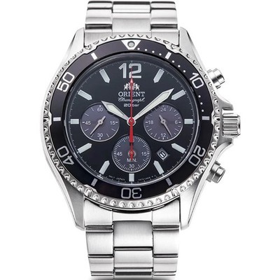 Orient Mako Men's Solar Watch RA-TX0202B10B 43mm Chronograph Black Dial 200M