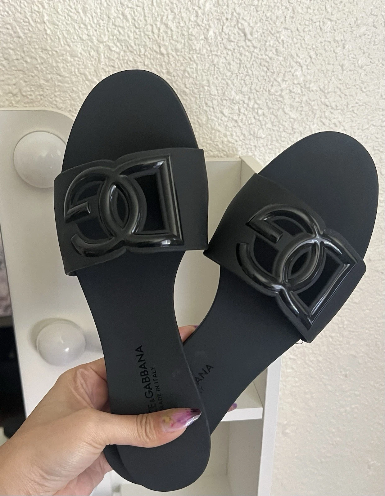 Black Dolce & Gabbana Rubber Slides Size 9