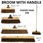 Stiff Garden Broom Head and Handle Heavy Duty Large Outdoor Sweeping Yard Brush