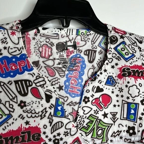 NWT Beverly Hills Uniforms Scrubs 4X PLUS SIZE - Happy Fun Hearts - Image 2 of 4