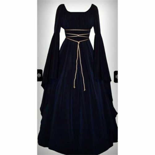 Women Victorian Long Dress Witch Fancy Renaissance Medieval Dress Costume Gothic - Picture 10 of 19