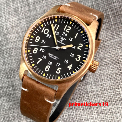 Tandorio Cusn8 Bronze 39mm 200m Automatic Men Pilot Watch Sapphire NH35A PT5000