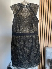 Lipsy black Gold Embroidered Evening Dress 16