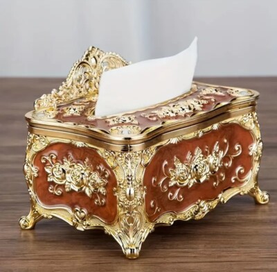 Luxurious Rose Crown Embossed Tissue Box For Home Elegant Design 