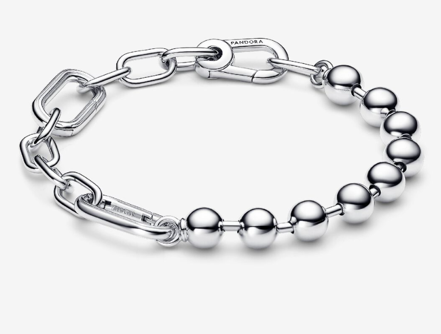 Pandora ME 925 Silver Bead Link Chain Bracelet with Full Packaging