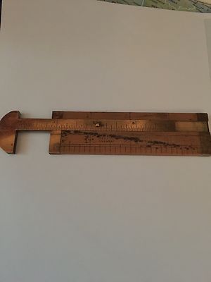 Vintage Rabone & Sons Buchsbaum & Messing 3'' Schiebeschieber Lineal - Nr. 1460