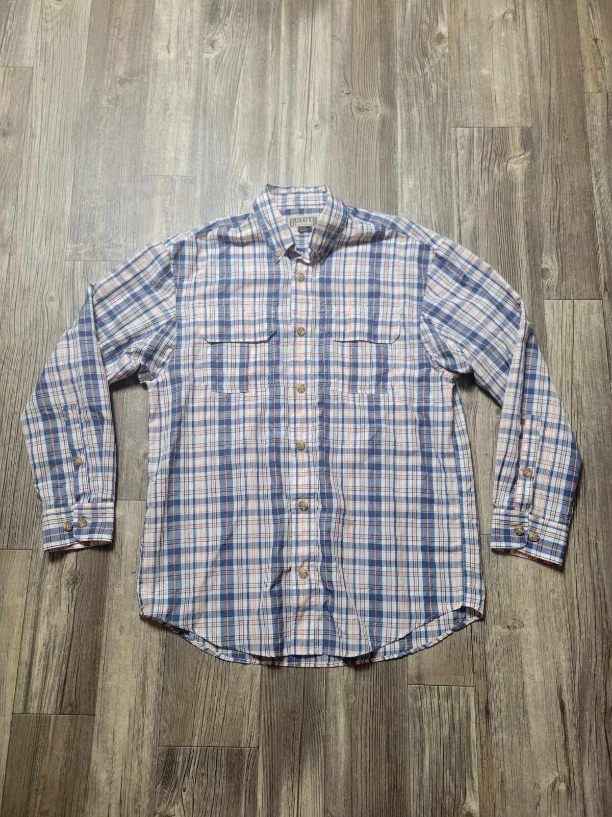 Duluth Trading Co Shirt Mens Medium Plaid Flannel Outdoor Long Sleeve Nature