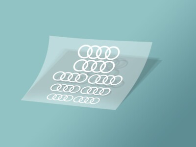 8pcs Audi Rings Only Caliper Decal Stickers, Die-Cut Vinyl Decal Sticker