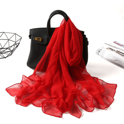 Long Soft Chiffon Scarf Plain Sheer Wrap Shawl Womens Large Stole Neck Scarves♧ - Picture 28 of 93