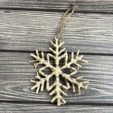 Vintage Christmas Ornament Deer Snowflake Antler Heavy Thick Primitive 4.5  