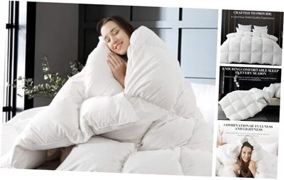  Feather DownFiber Comforter,All Season Luxury Bed Comforter,Ultra King White