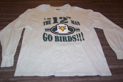 I AM THE 12th MAN GO BIRDS FOOTBALL Long Sleeve T-Shirt LARGE Bald Eagle