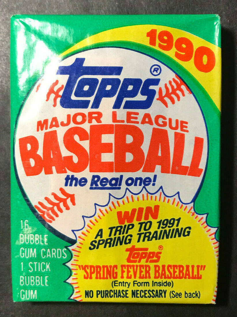 1990 Topps Baseball Cards, 1 Unopened Sealed Wax PACK From
