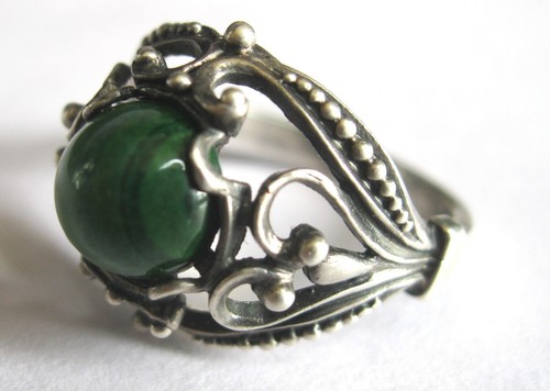 NEFRITE Elegante Anello Sovietico Pietra Argento 875 URSS Antico - Foto 3 di 11