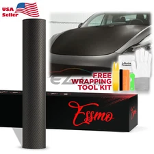 ESSMO PET 3K Ceramic Like Real Carbon Fiber Matte Black Gold Vinyl Wrap Decal