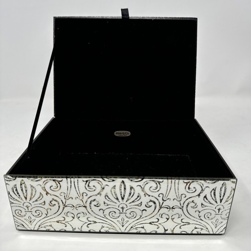 Mele and Co Mirrored Jewelry Box Case Black Sueded Fabric Felt Floral Ornate - Picture 6 of 13