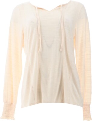 Laurie Felt Gauze Top Smocked Cuffs Cream 3X NWOT (881)