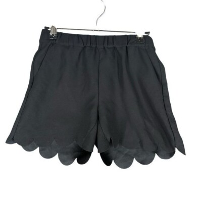Madewell Women s XXS Black Scallop Shorts Pull On F4228 Preppy Casual Feminine