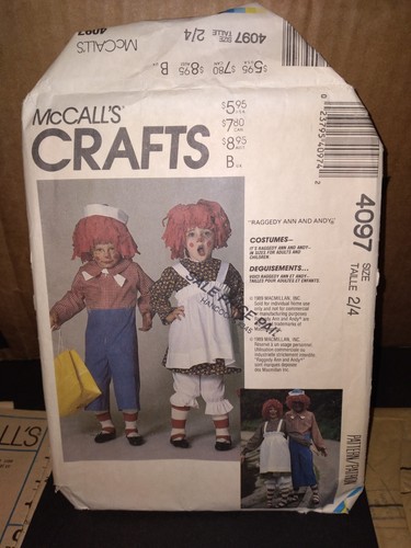 Raggedy Ann & Andy Doll Costume McCalls 4097 Size 2 - 4 Halloween Party Dress Up - Picture 3 of 6