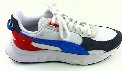 PUMA Wild Rider Rollin' Men's Size 10 Running Shoes Sneakers White Red Blue NEW