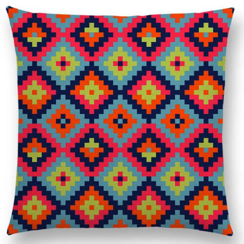 Colorful Aztec Geometric Pattern Tribal Prints Abstract Rainbow Cushion Covere - Picture 27 of 49